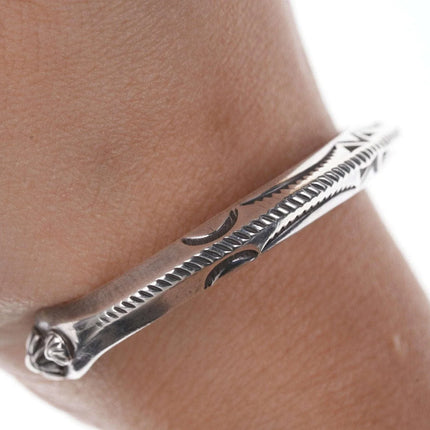 Kee Nataani Navajo Hand stamped sterling cuff bracelet - Estate Fresh Austin