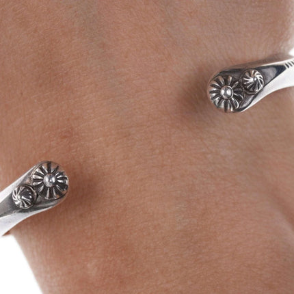 Kee Nataani Navajo Hand stamped sterling cuff bracelet - Estate Fresh Austin