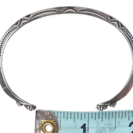 Kee Nataani Navajo Hand stamped sterling cuff bracelet - Estate Fresh Austin