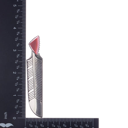 Kee Nez Navajo Modernist sterling feather pin with high grade coral - Estate Fresh Austin