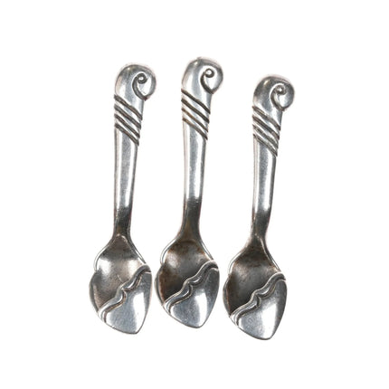 Kenneth Begay Navajo White Hogan Modernist Sterling salt spoons/ironwood bowl - Estate Fresh Austin