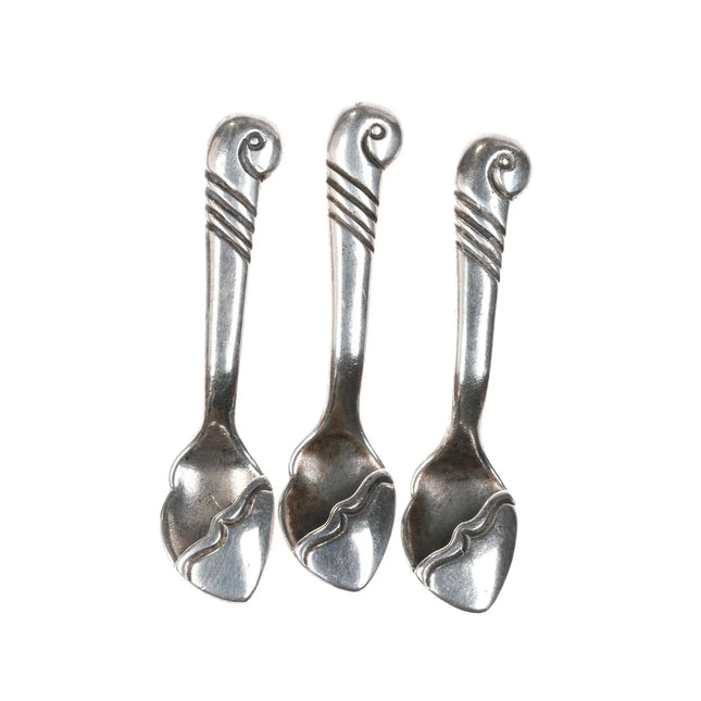 Kenneth Begay Navajo White Hogan Modernist Sterling salt spoons/ironwood bowl - Estate Fresh Austin