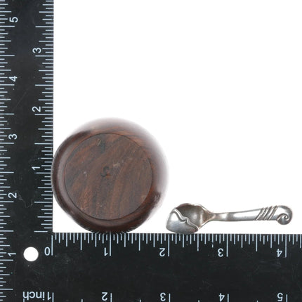 Kenneth Begay Navajo White Hogan Modernist Sterling salt spoons/ironwood bowl - Estate Fresh Austin