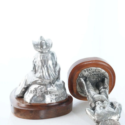 Kenneth Wyatt (1930-2021) "Texican" and "Arbuckle" Polished pewter Sculptures - Estate Fresh Austin