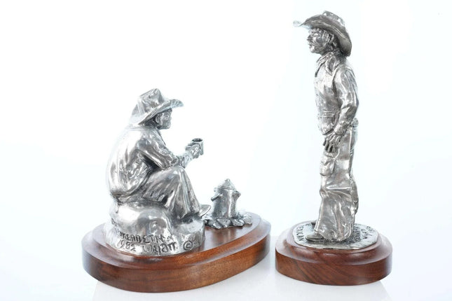 Kenneth Wyatt (1930-2021) "Texican" and "Arbuckle" Polished pewter Sculptures - Estate Fresh Austin