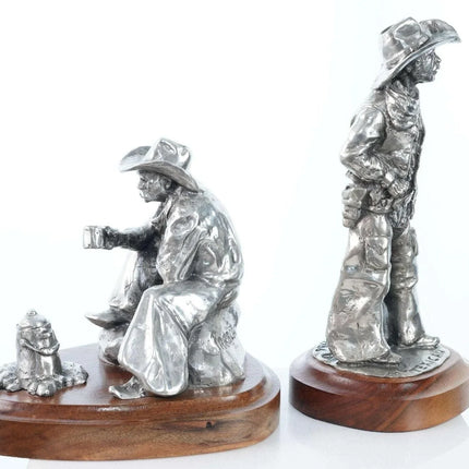 Kenneth Wyatt (1930-2021) "Texican" and "Arbuckle" Polished pewter Sculptures - Estate Fresh Austin