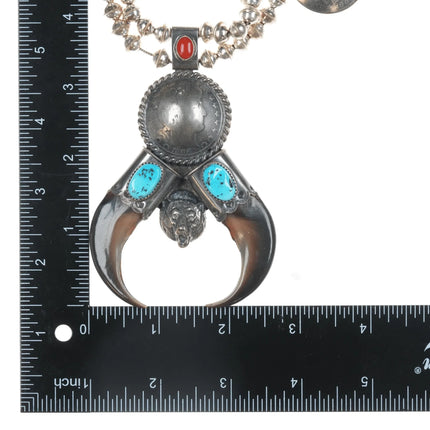 1980's Kenny Mcneilley Sterling, coral, silver half dollar US currency necklace - Estate Fresh Austin