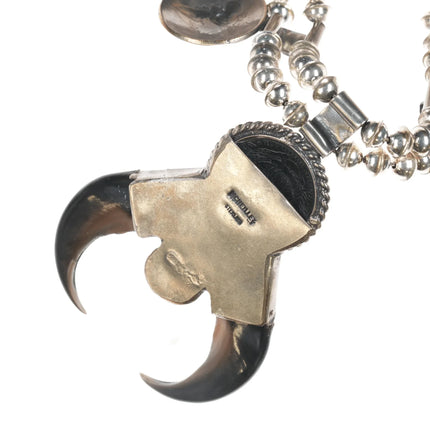 1980's Kenny Mcneilley Sterling, coral, silver half dollar US currency necklace - Estate Fresh Austin