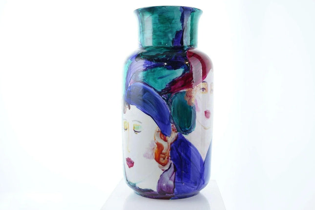Kimm Lanus Pop art large hand painted porcelain vase - Estate Fresh Austin