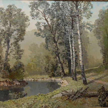 Konstanty Mackiewicz (Polish, 1894–1985) Huge Mid Century Modern Forest Landscap - Estate Fresh Austin