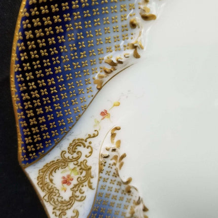 L Straus & Sons Cobalt Limoges Plate 8 3/8" Hand Painted heavy gold c.1900 - Estate Fresh Austin