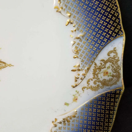 L Straus & Sons Cobalt Limoges Plate 8 3/8" Hand Painted heavy gold c.1900 - Estate Fresh Austin