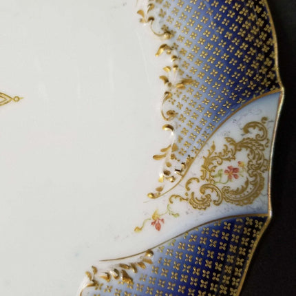 L Straus & Sons Cobalt Limoges Plate 8 3/8" Hand Painted heavy gold c.1900 - Estate Fresh Austin
