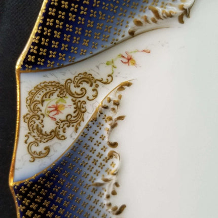 L Straus & Sons Cobalt Limoges Plate 8 3/8" Hand Painted heavy gold c.1900 - Estate Fresh Austin