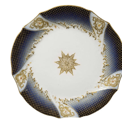 L Straus & Sons Cobalt Limoges Plate 8 3/8" Hand Painted heavy gold c.1900 - Estate Fresh Austin