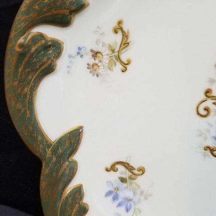 L Straus & Sons Limoges Plate 8.5" Hand Painted heavy gold c.1900 - Estate Fresh Austin