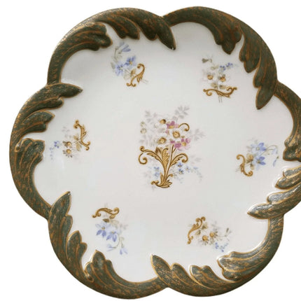 L Straus & Sons Limoges Plate 8.5" Hand Painted heavy gold c.1900 - Estate Fresh Austin