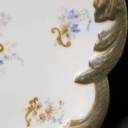 L Straus & Sons Limoges Plate 8.5" Hand Painted heavy gold c.1900 - Estate Fresh Austin