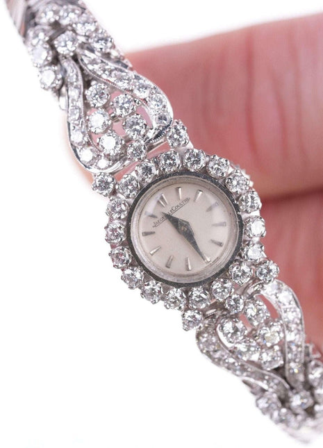 Ladies Platinum 3cttw Diamond Jaeger Lecoultre cocktail watch - Estate Fresh Austin