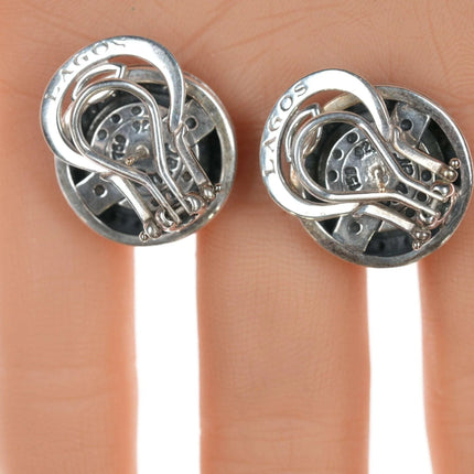 Lagos Caviar 18k gold and sterling French clip earrings - Estate Fresh Austin