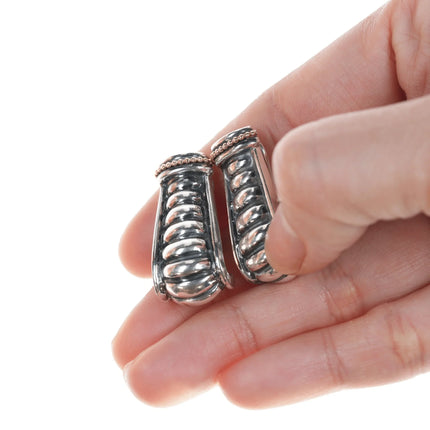 Lagos caviar 18k gold on sterling large french clip earrings - Estate Fresh Austin