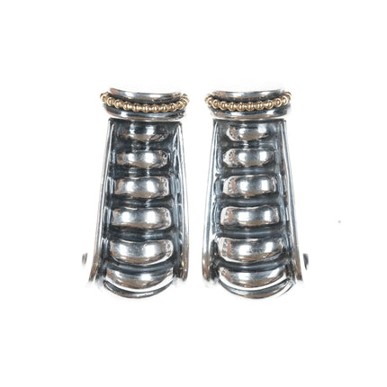 Lagos caviar 18k gold on sterling large french clip earrings - Estate Fresh Austin