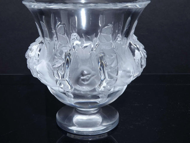 Lalique Doves Lovebirds "Dampierre" Sparrows Vase 5" France - Estate Fresh Austin