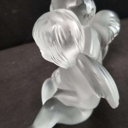 Lalique Twin Angels Figures 4.25" wide x 3.5" tall - Estate Fresh Austin