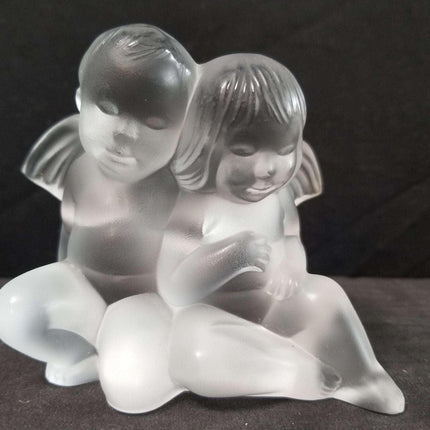 Lalique Twin Angels Figures 4.25" wide x 3.5" tall - Estate Fresh Austin