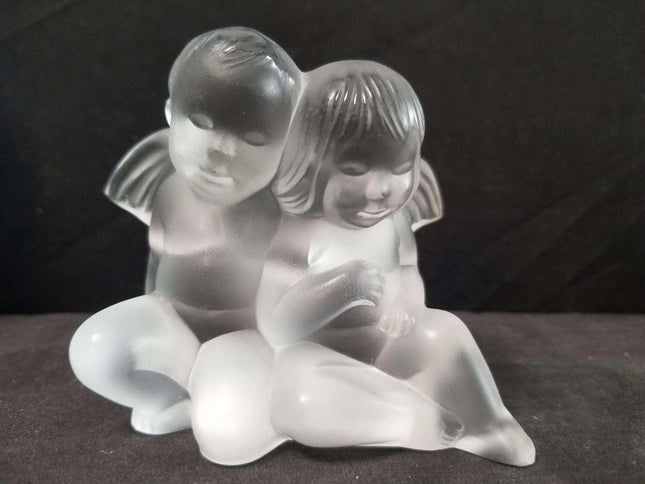 Lalique Twin Angels Figures 4.25" wide x 3.5" tall - Estate Fresh Austin