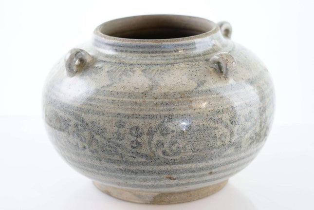 Large 15th/16th Century Thai Sawankhalok Kiln Blue Underglaze decorated jar - Estate Fresh Austin