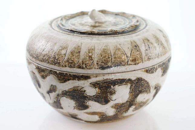 Large 15th/16th Century Thai Sawankhalok Kiln Condiment Jar with Lid - Estate Fresh Austin