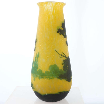 Large 1920's Muller Frères Cameo Glass Landscape vase - Estate Fresh Austin