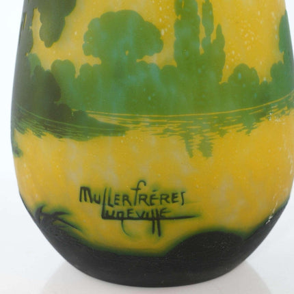 Large 1920's Muller Frères Cameo Glass Landscape vase - Estate Fresh Austin