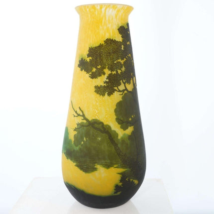 Large 1920's Muller Frères Cameo Glass Landscape vase - Estate Fresh Austin