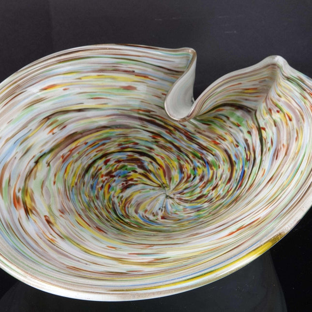 Large 1950's Murano End of Day Glass with gold flakes Biomorphic Ashtray/Centerp - Estate Fresh Austin