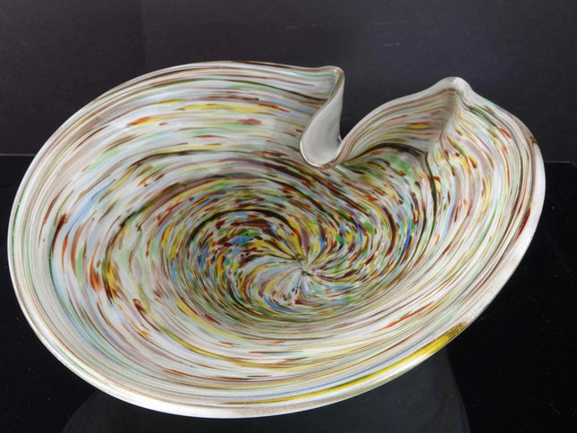 Large 1950's Murano End of Day Glass with gold flakes Biomorphic Ashtray/Centerp - Estate Fresh Austin