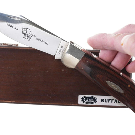 Large 1970's Case Buffalo knife in wood presentation box - Estate Fresh Austin