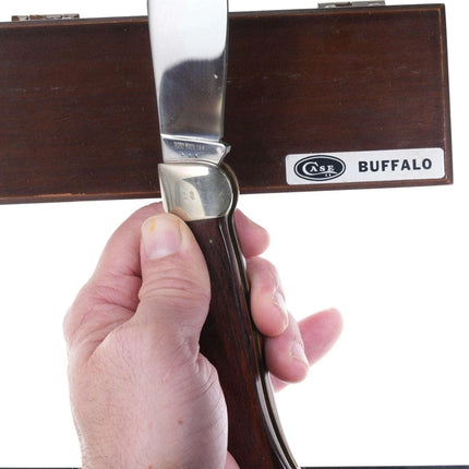 Large 1970's Case Buffalo knife in wood presentation box - Estate Fresh Austin