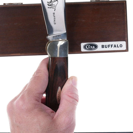 Large 1970's Case Buffalo knife in wood presentation box - Estate Fresh Austin