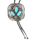 Large 1970's Native American silver and turquoise bolo tie - Estate Fresh Austin