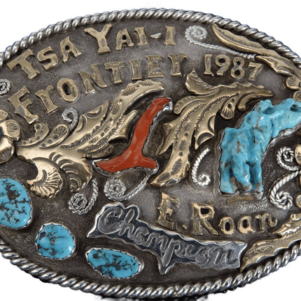 Large 1987 Native American Champion Rodeo Belt Buckle - Estate Fresh Austin