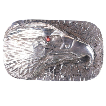 Large 1987 Stan Bentall Sterling Eagle belt buckle with large ruby eye - Estate Fresh Austin