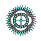 Large 30's-40's Zuni silver and turquoise petit point cluster pin - Estate Fresh Austin