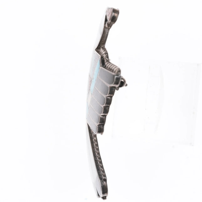 Large 50's-60' Zuni sterling multi-stone inlay thunderbird pin - Estate Fresh Austin