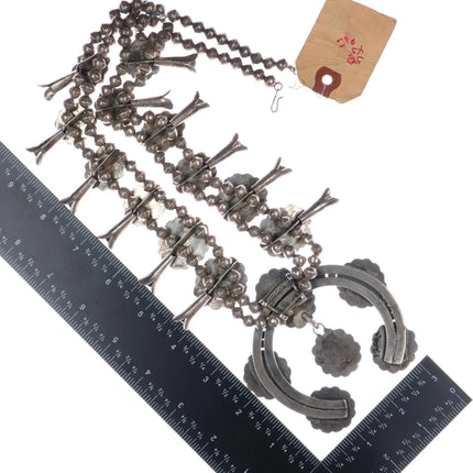 Large 50's-60's Native American sterling/turquoise squash blossom necklace - Estate Fresh Austin