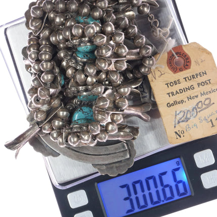 Large 50's-60's Native American sterling/turquoise squash blossom necklace - Estate Fresh Austin
