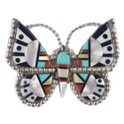 Large Angela Celicion Zuni Butterfly Sterling multi-stone/shell intarsia inlay pendant/pin - Estate Fresh Austin