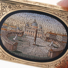 Large Antique 18k Gold Micro-Mosaic Pin - Estate Fresh Austin