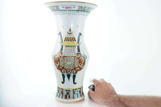Large Antique Chinese Famille Rose Vase - Estate Fresh Austin